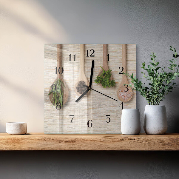 Reloj de vidrio Cuchara de madera