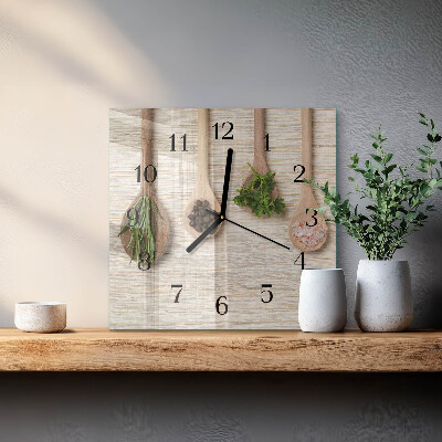 Reloj de vidrio Cuchara de madera