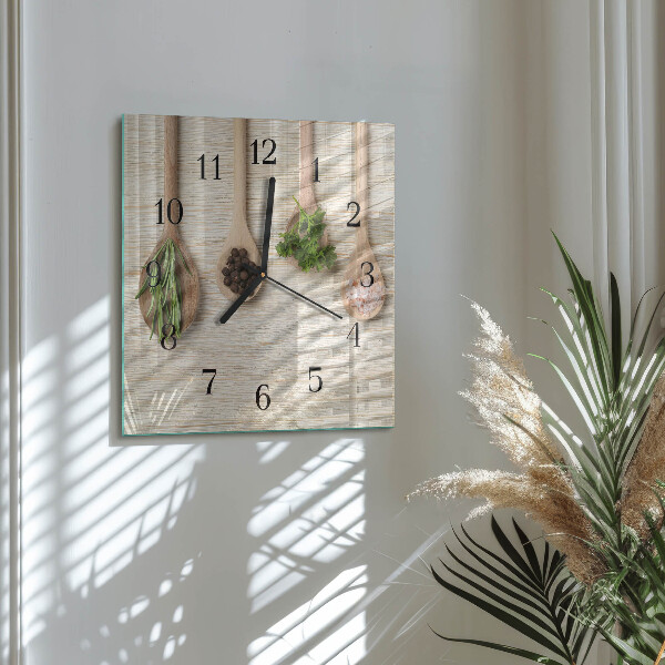 Reloj de vidrio Cuchara de madera