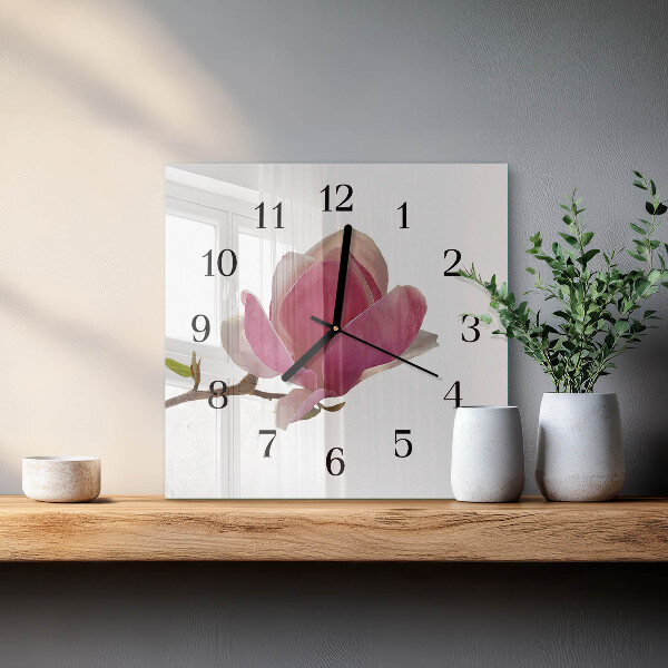 Reloj de vidrio Flor de magnolia