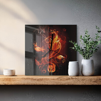 Reloj de vidrio Flor de fuego