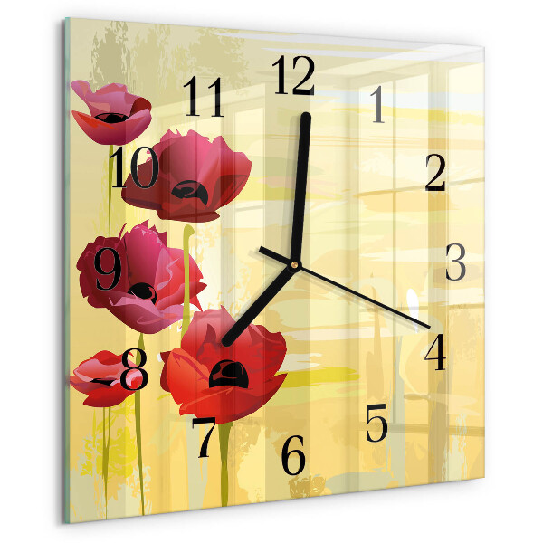 Reloj de vidrio Amapolas