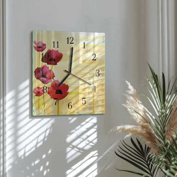 Reloj de vidrio Amapolas