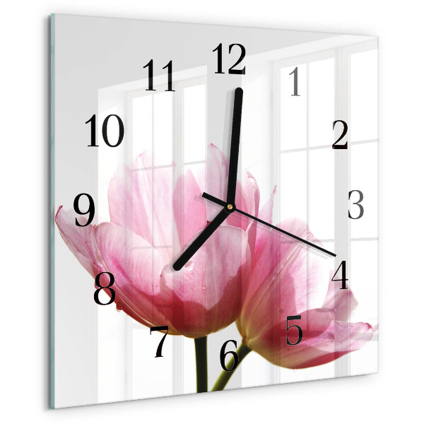 Reloj de vidrio tulipanes