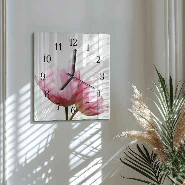 Reloj de vidrio tulipanes
