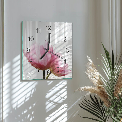 Reloj de vidrio tulipanes