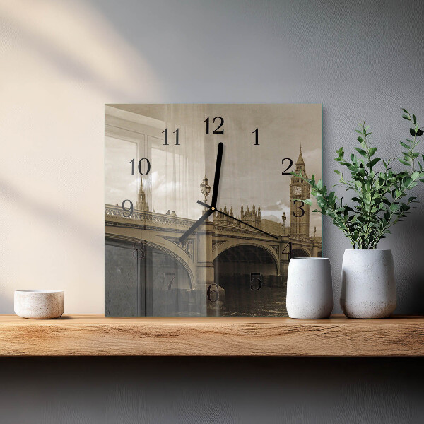 Reloj de vidrio Puente Sepia