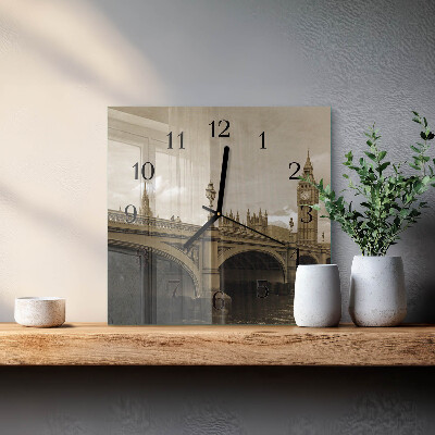 Reloj de vidrio Puente Sepia