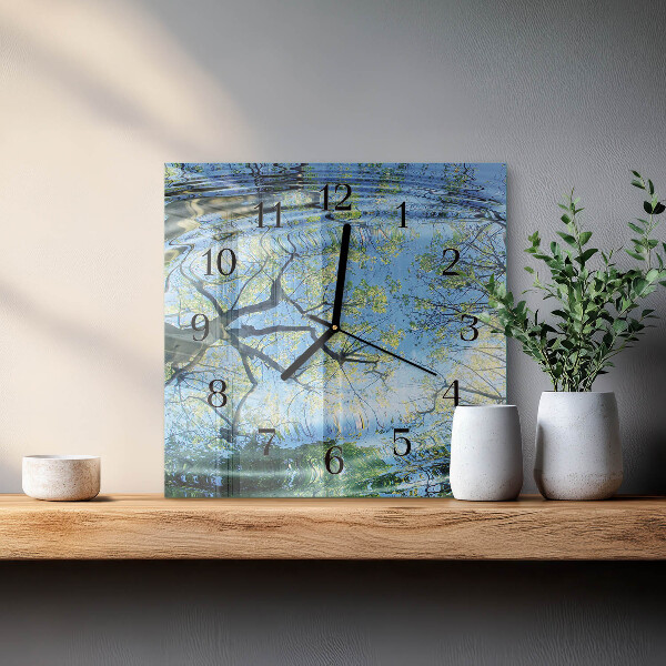 Reloj de vidrio Árboles Agua