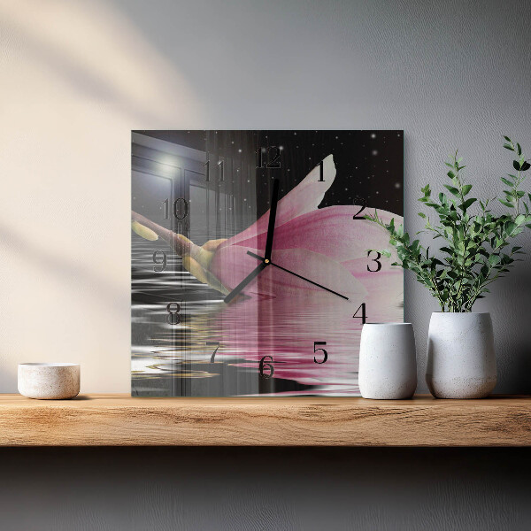 Reloj de vidrio Flor de magnolia