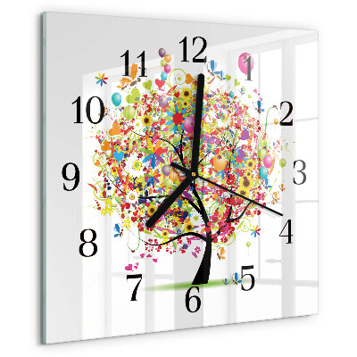 Reloj de vidrio Árbol colorido