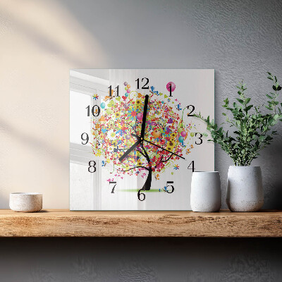 Reloj de vidrio Árbol colorido