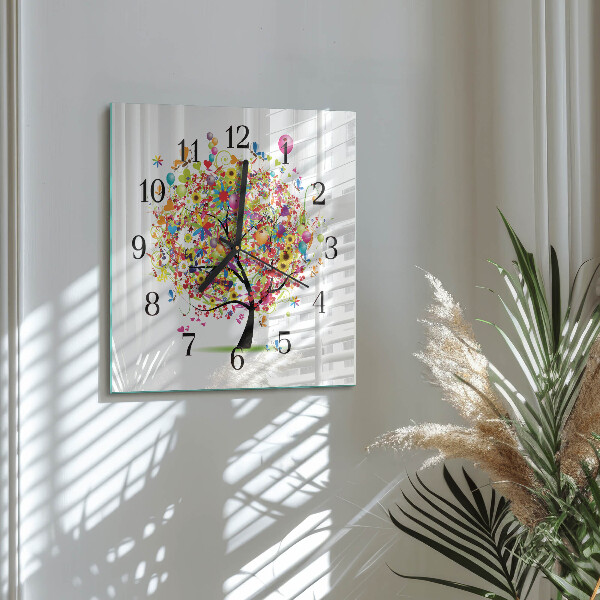 Reloj de vidrio Árbol colorido