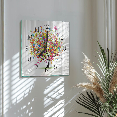 Reloj de vidrio Árbol colorido