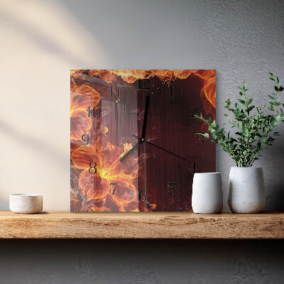 Reloj de vidrio Flores de fuego