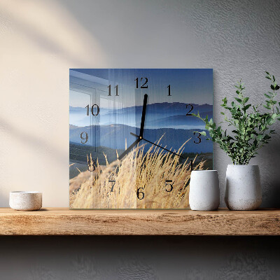 Reloj de vidrio Montañas Hierba