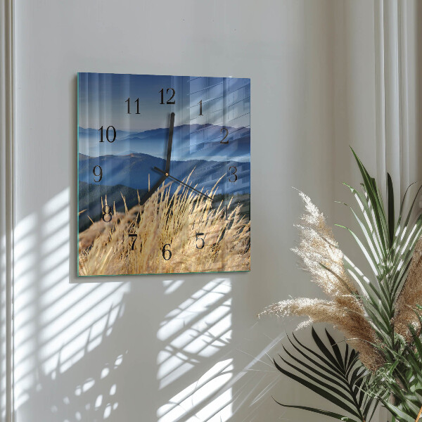 Reloj de vidrio Montañas Hierba