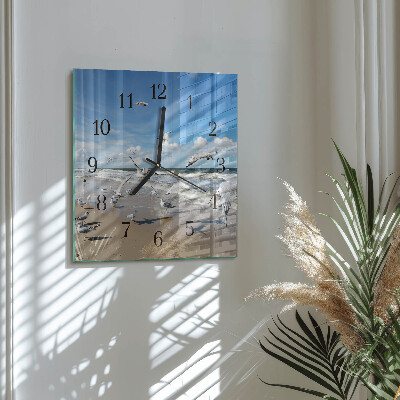 Reloj de vidrio Gaviotas en la playa