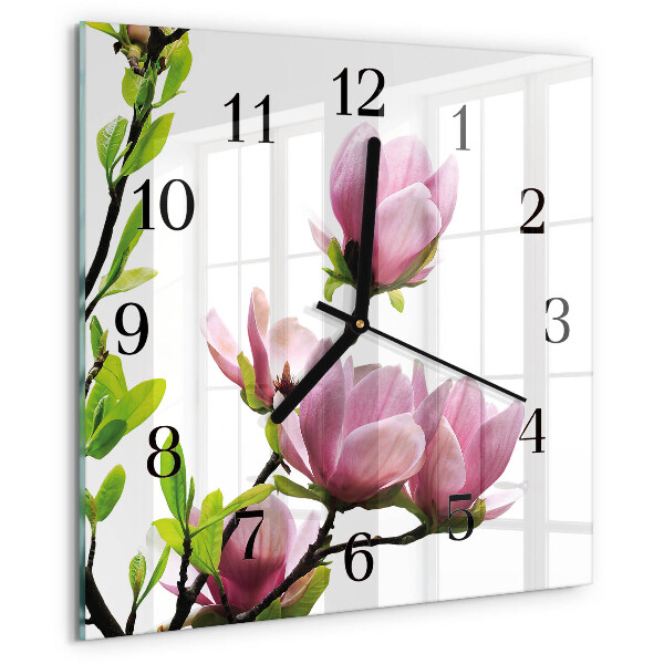 Reloj de vidrio Flor de magnolia