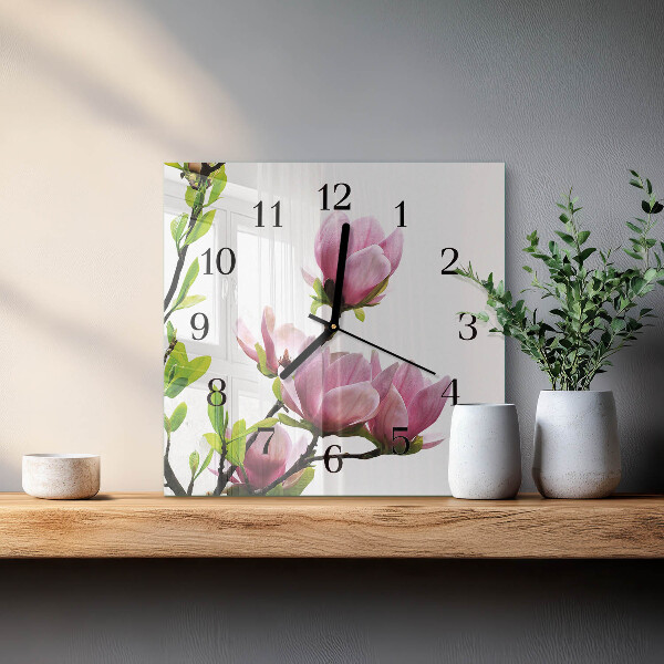 Reloj de vidrio Flor de magnolia