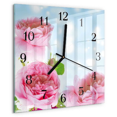 Reloj de vidrio Peonías
