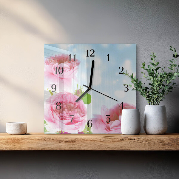 Reloj de vidrio Peonías