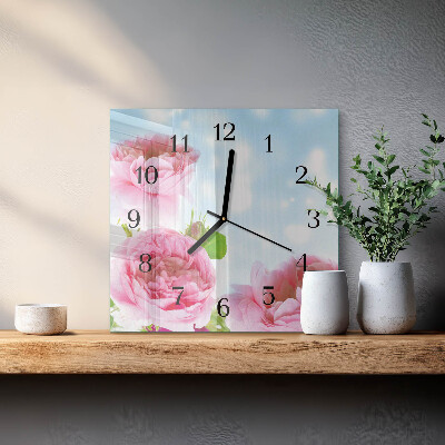 Reloj de vidrio Peonías