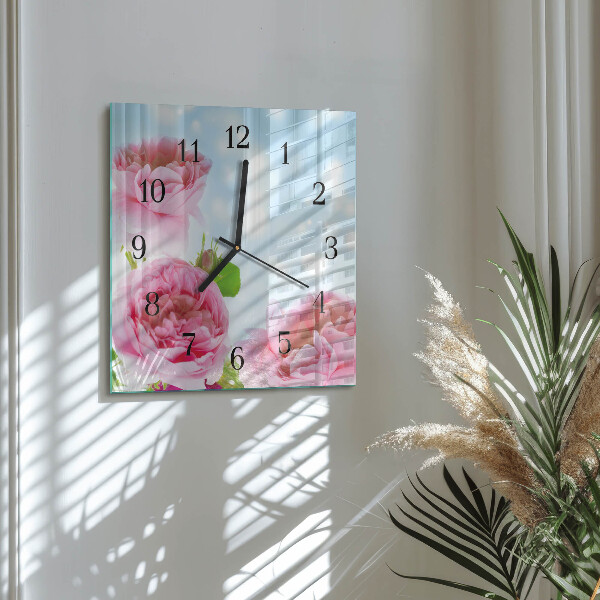 Reloj de vidrio Peonías