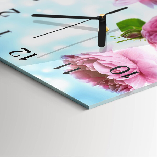 Reloj de vidrio Peonías