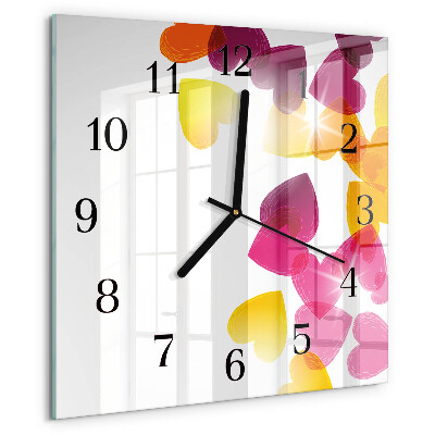 Reloj de vidrio Corazones coloridos
