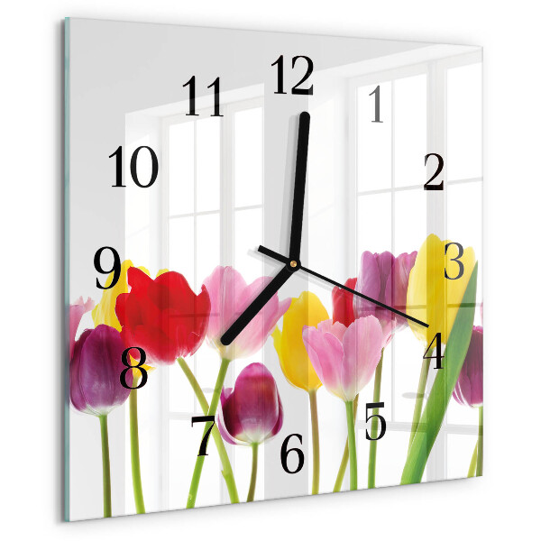 Reloj de vidrio Tulipanes de colores