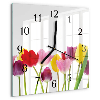 Reloj de vidrio Tulipanes de colores