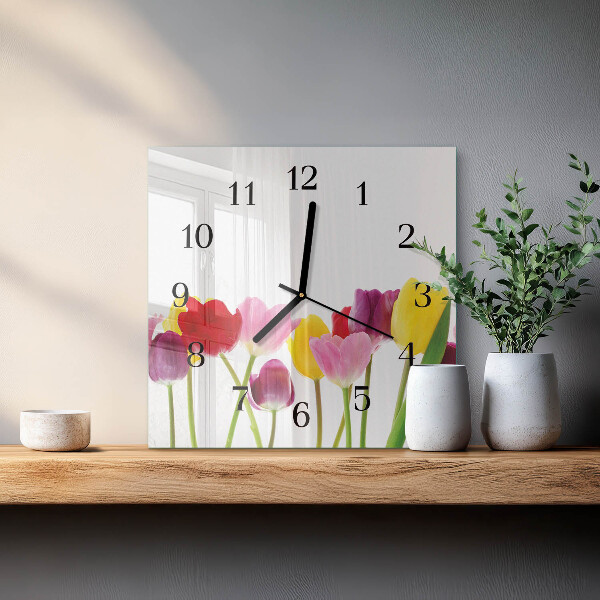 Reloj de vidrio Tulipanes de colores
