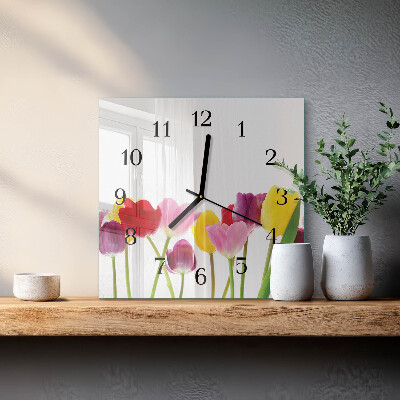 Reloj de vidrio Tulipanes de colores