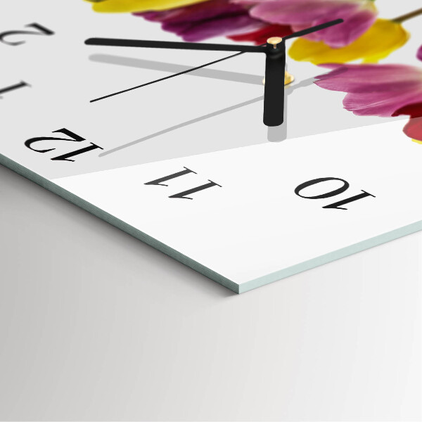 Reloj de vidrio Tulipanes de colores