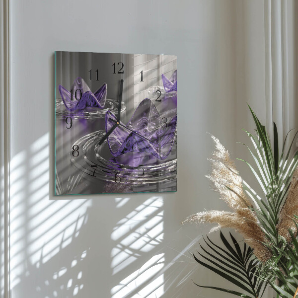 Reloj de vidrio Flores de cristal
