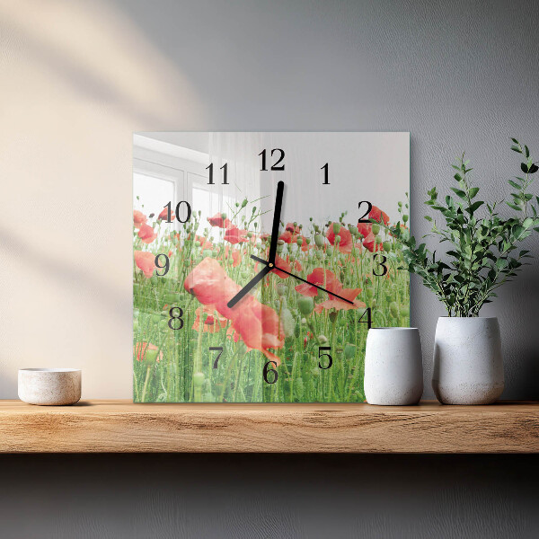Reloj de vidrio Amapolas