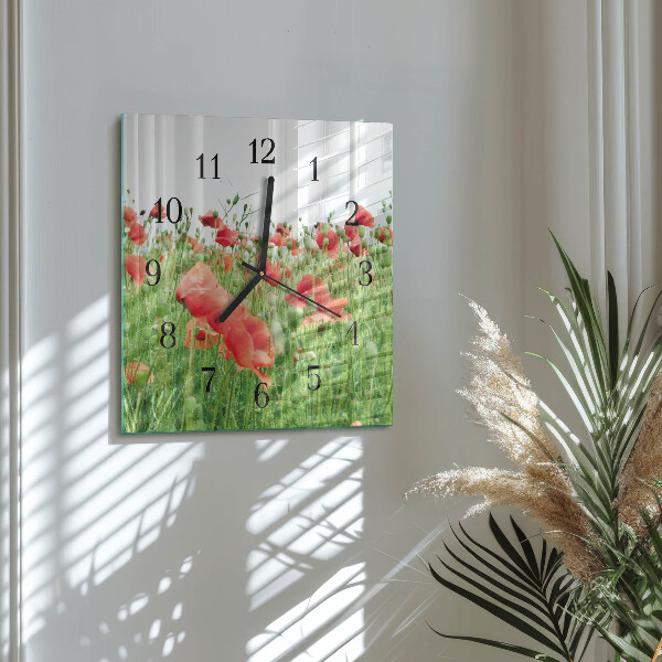 Reloj de vidrio Amapolas