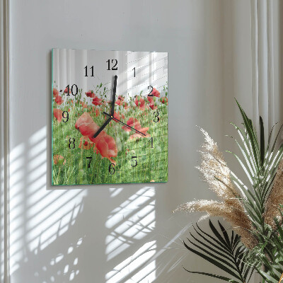 Reloj de vidrio Amapolas