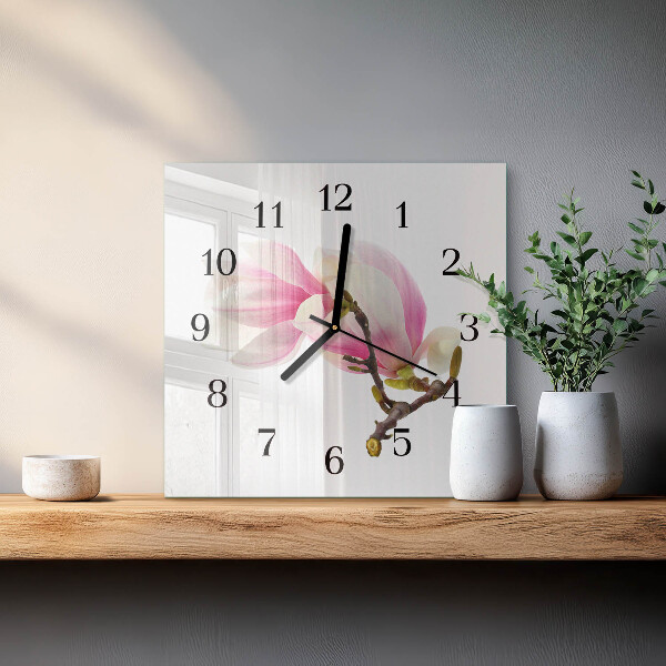 Reloj de vidrio Flor de magnolia