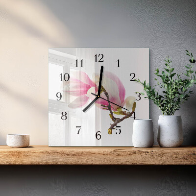 Reloj de vidrio Flor de magnolia