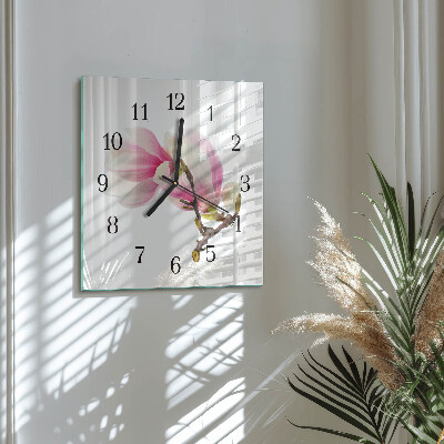 Reloj de vidrio Flor de magnolia