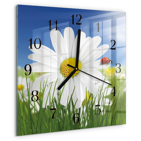 Reloj de vidrio Flor y mariquita