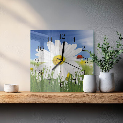 Reloj de vidrio Flor y mariquita