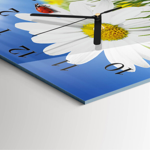 Reloj de vidrio Flor y mariquita