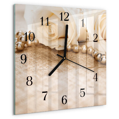 Reloj de vidrio Rosas sepia vintage