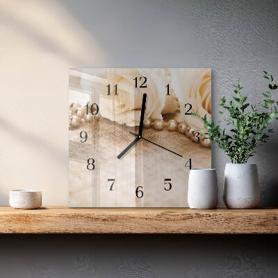 Reloj de vidrio Rosas sepia vintage