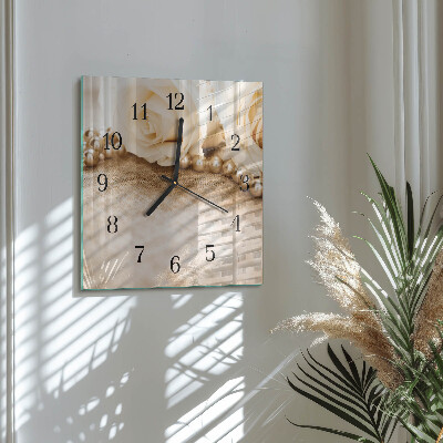Reloj de vidrio Rosas sepia vintage