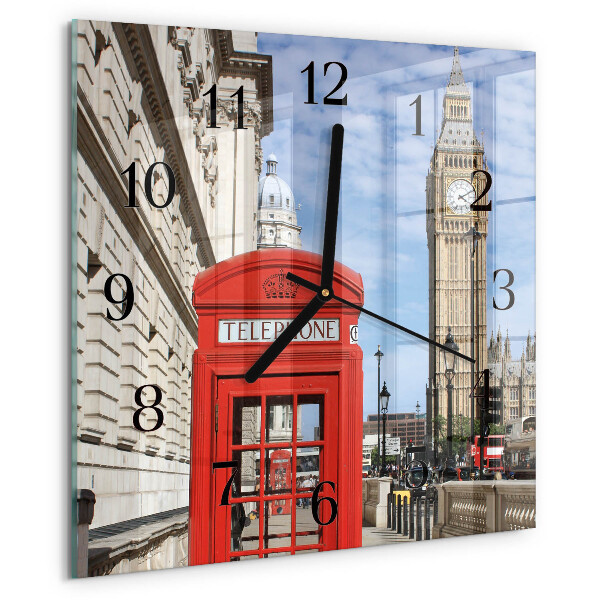Reloj de vidrio Cabina telefónica roja