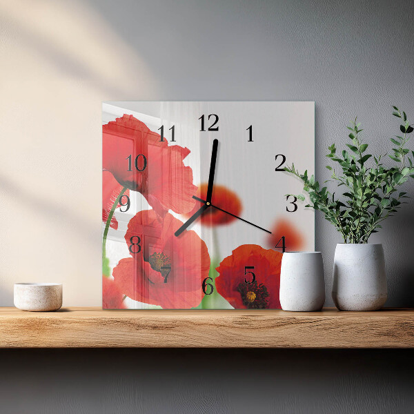 Reloj de vidrio Amapolas